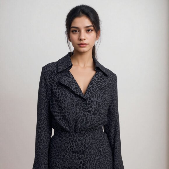 Vintage Y2K Kirna Zabete Lip Print Belted Trench/Dress Sz XL - Picture 1 of 6